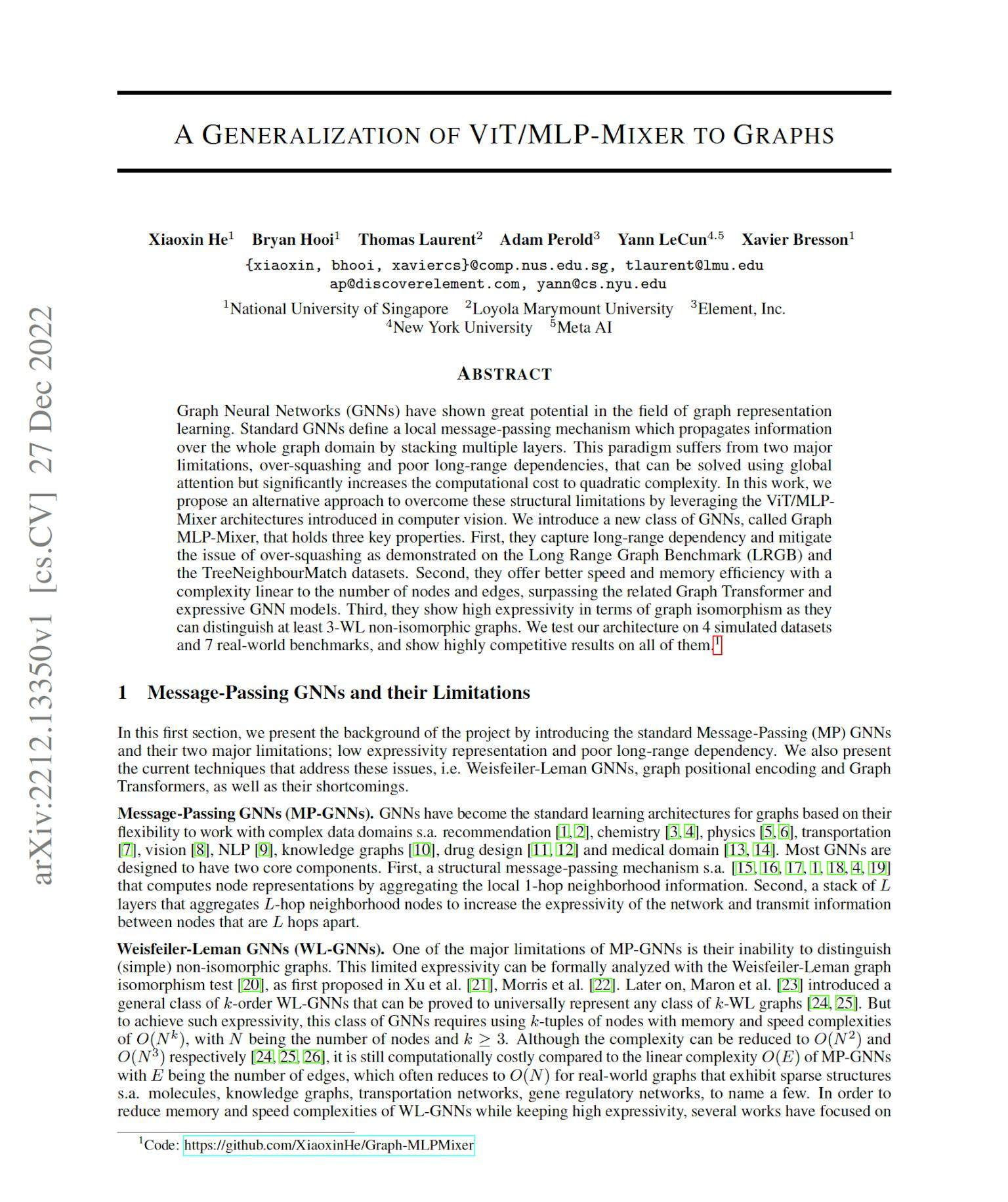 A Generalization Of ViT/MLP-Mixer to Graphs